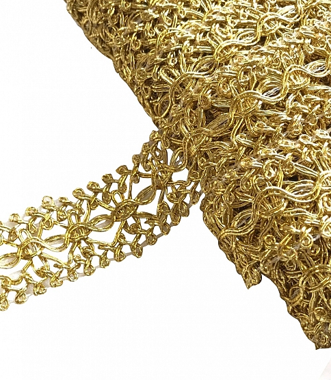 25mm Gold Crochet Braid 25mtr Card - Click Image to Close